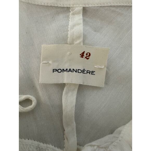 Pomandere Womens Long Sleeve Cotton Silk Top Size 42 Minimalist Lagenlook White - Picture 8 of 16